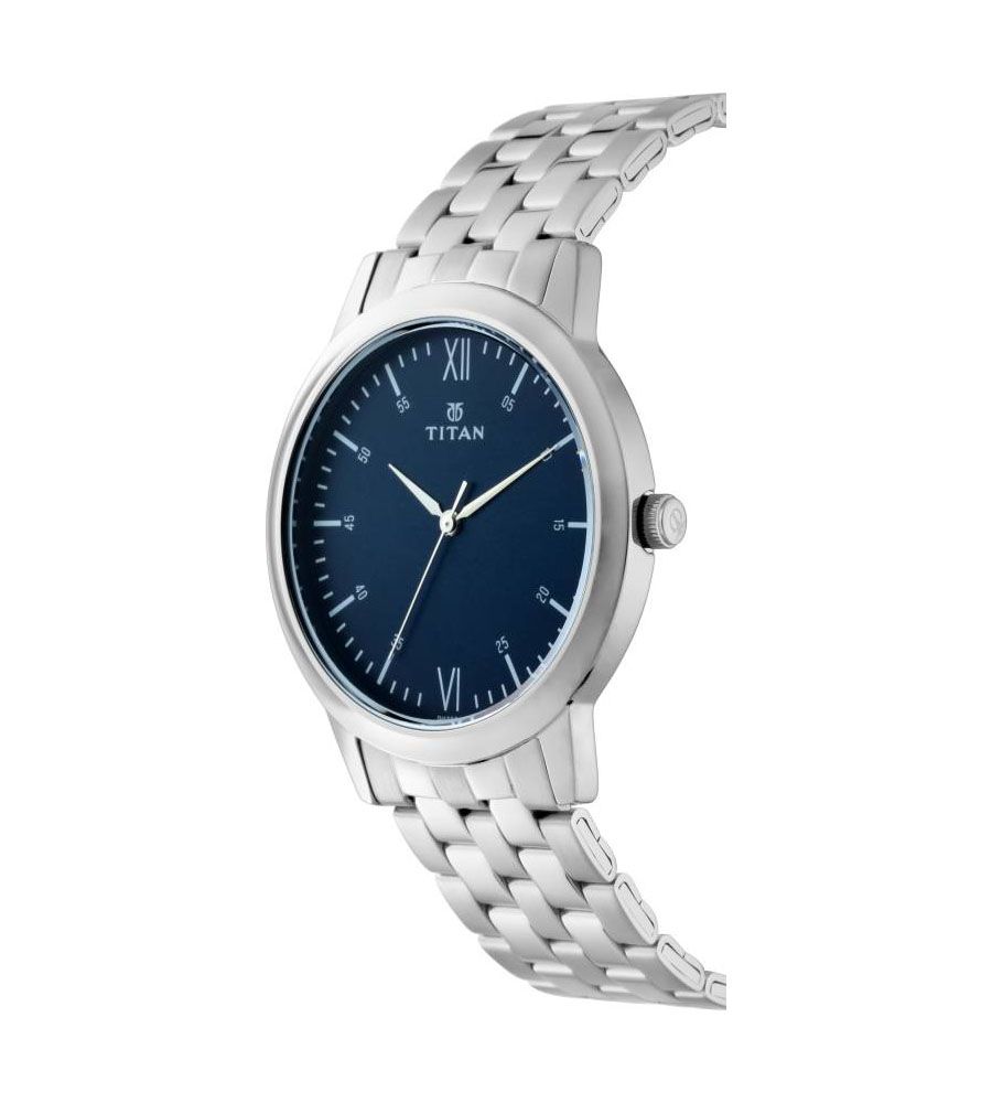 Titan Orignal Silver Blue Watch | BLUMAINDIA
