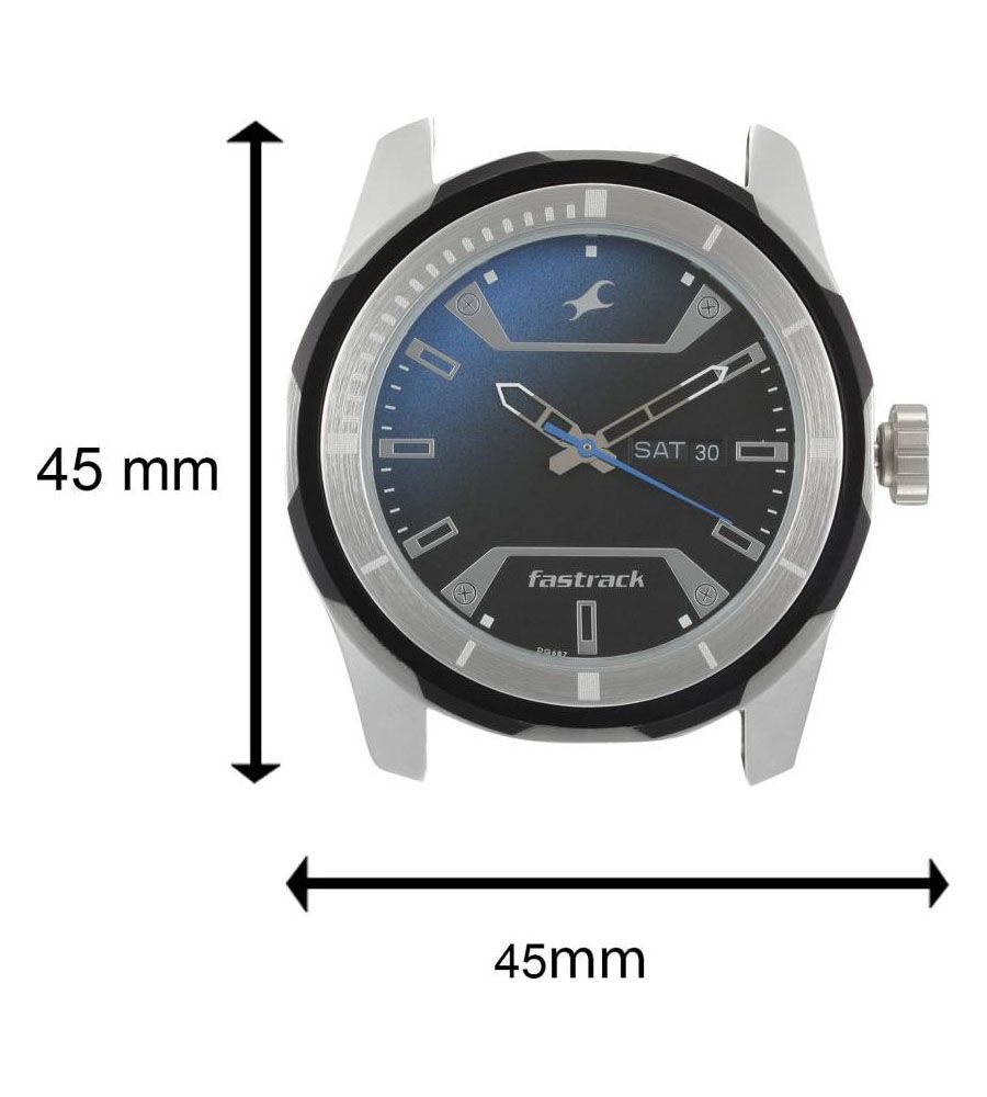 Fastrack Orignal Silver Blue Watch | BLUMAINDIA