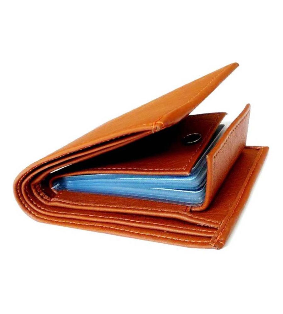 Men Tan Artificial Leather Wallets | BLUMAINDIA