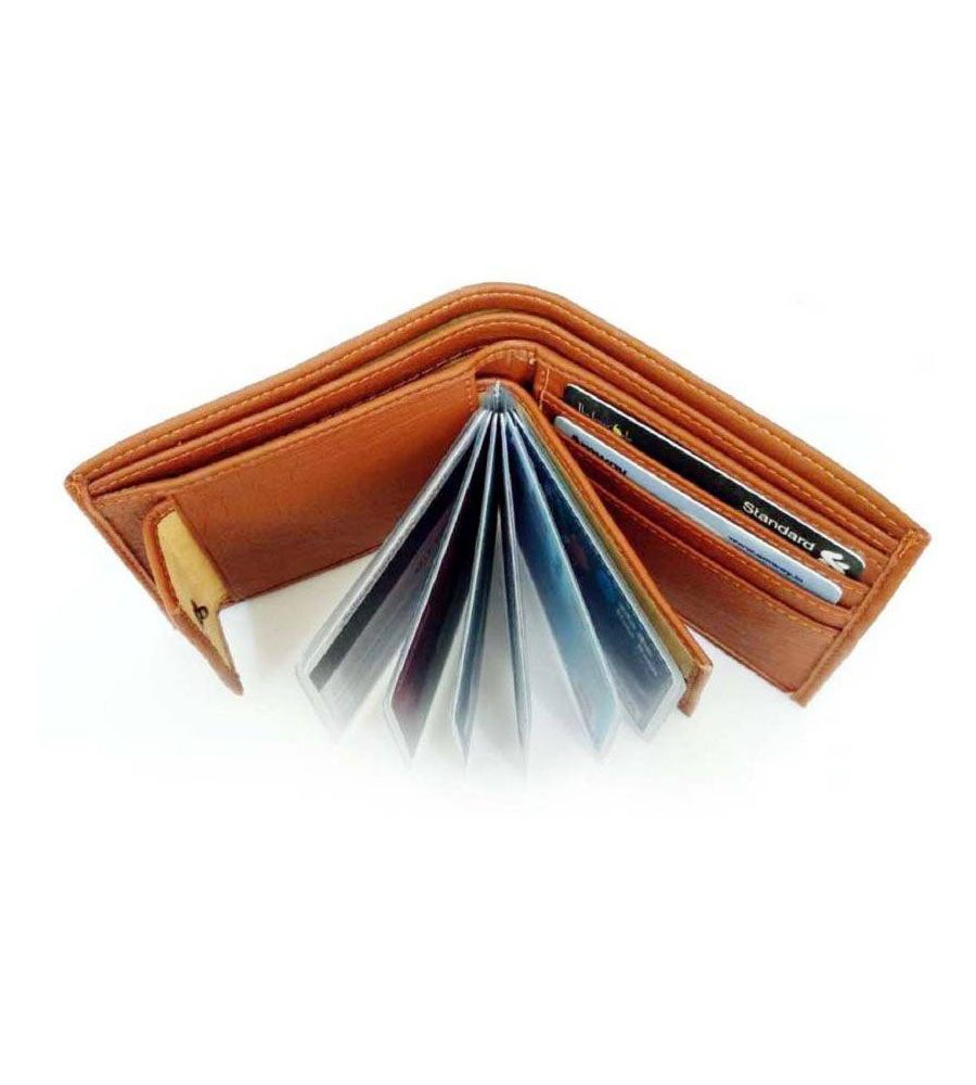 Men Tan Artificial Leather Wallets | BLUMAINDIA