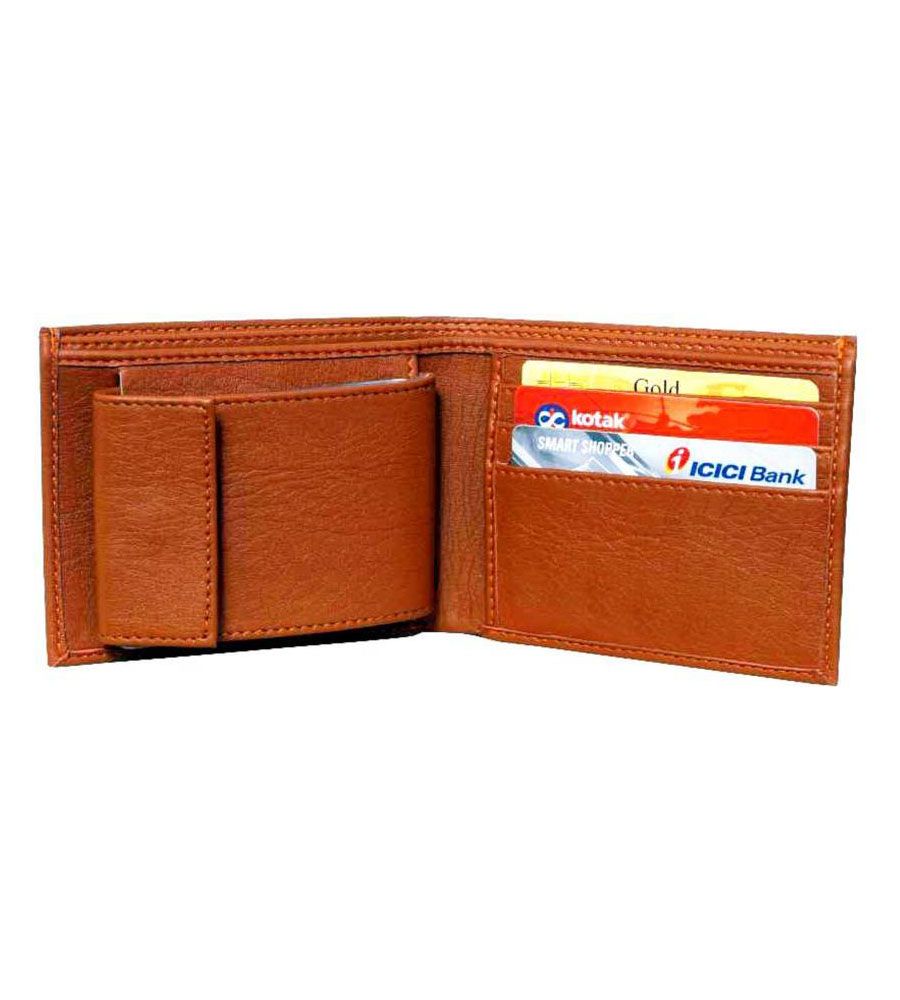 Men Tan Artificial Leather Wallets | BLUMAINDIA