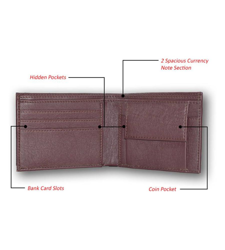 Men Tan Artificial Leather Wallets Brown | BLUMAINDIA