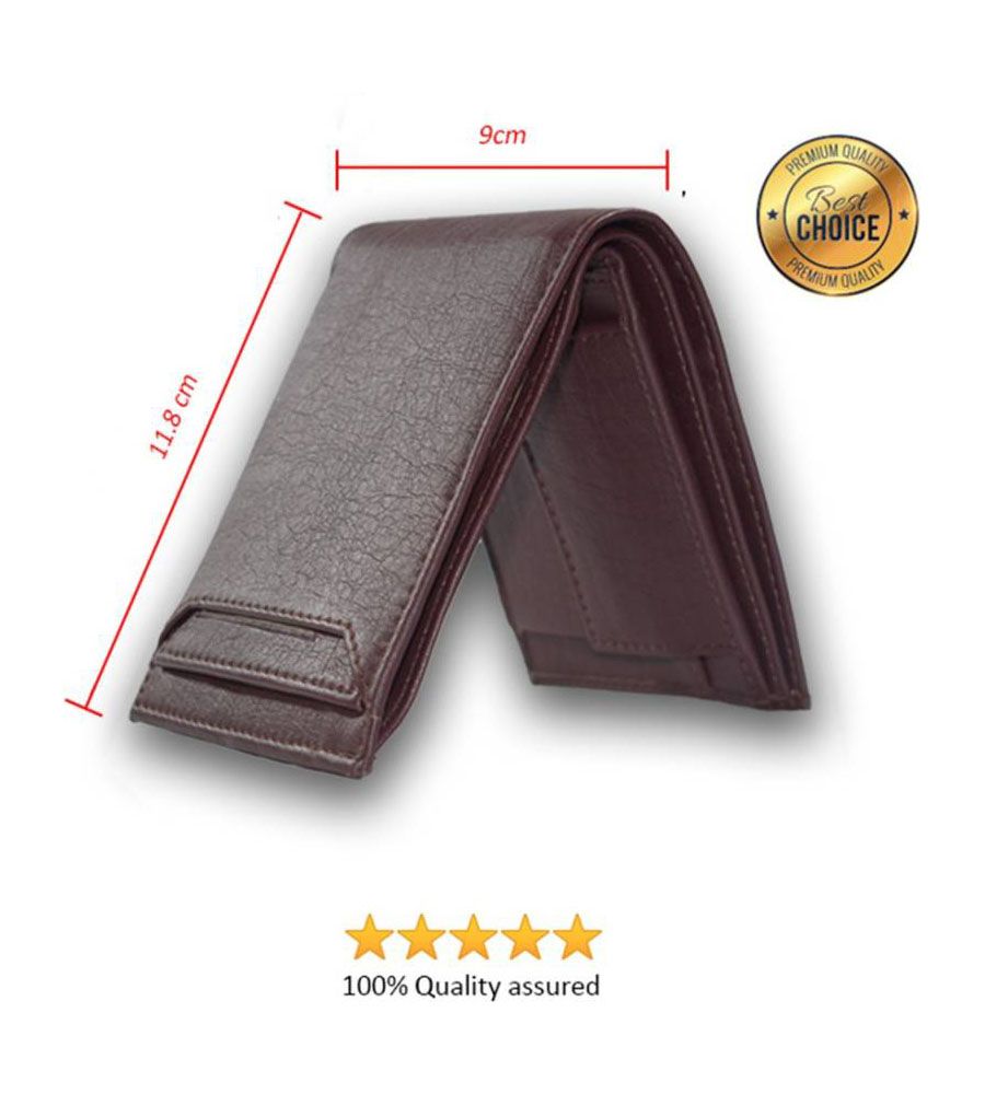 Men Tan Artificial Leather Wallets Brown | BLUMAINDIA