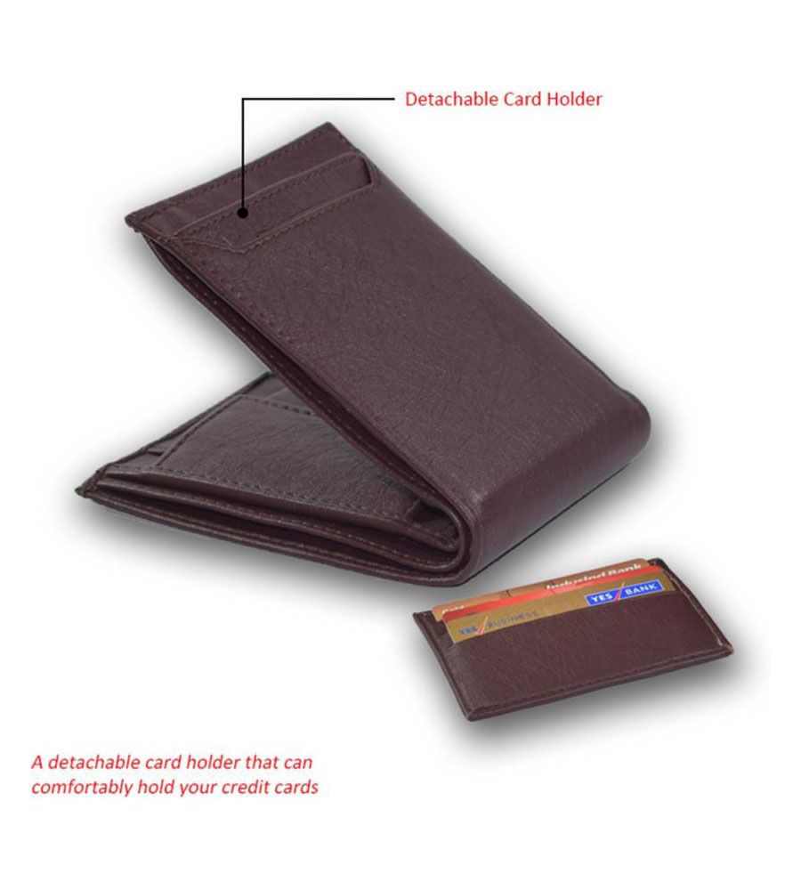 Men Tan Artificial Leather Wallets Brown | BLUMAINDIA