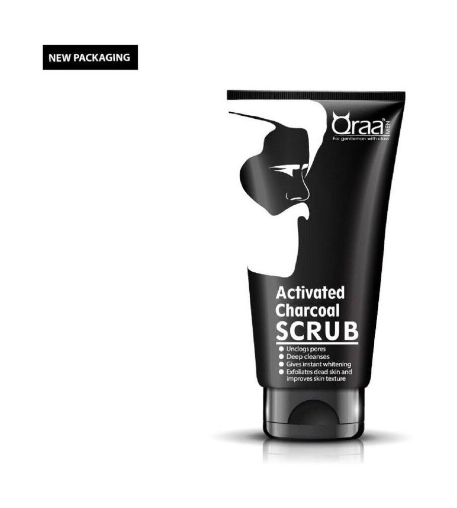 QRAA ACTIVATED CHARCOAL SCRUB for MENS Scrub  (100 g) | BLUMAINDIA