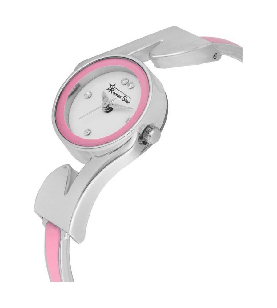 Roman Star Orignal Pink And Silver Watch | BLUMAINDIA