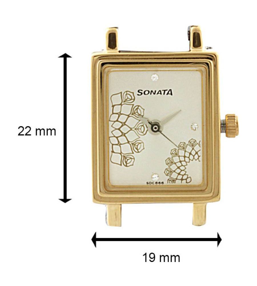 Sonata Orignal Gold Color Squre Watch | BLUMAINDIA