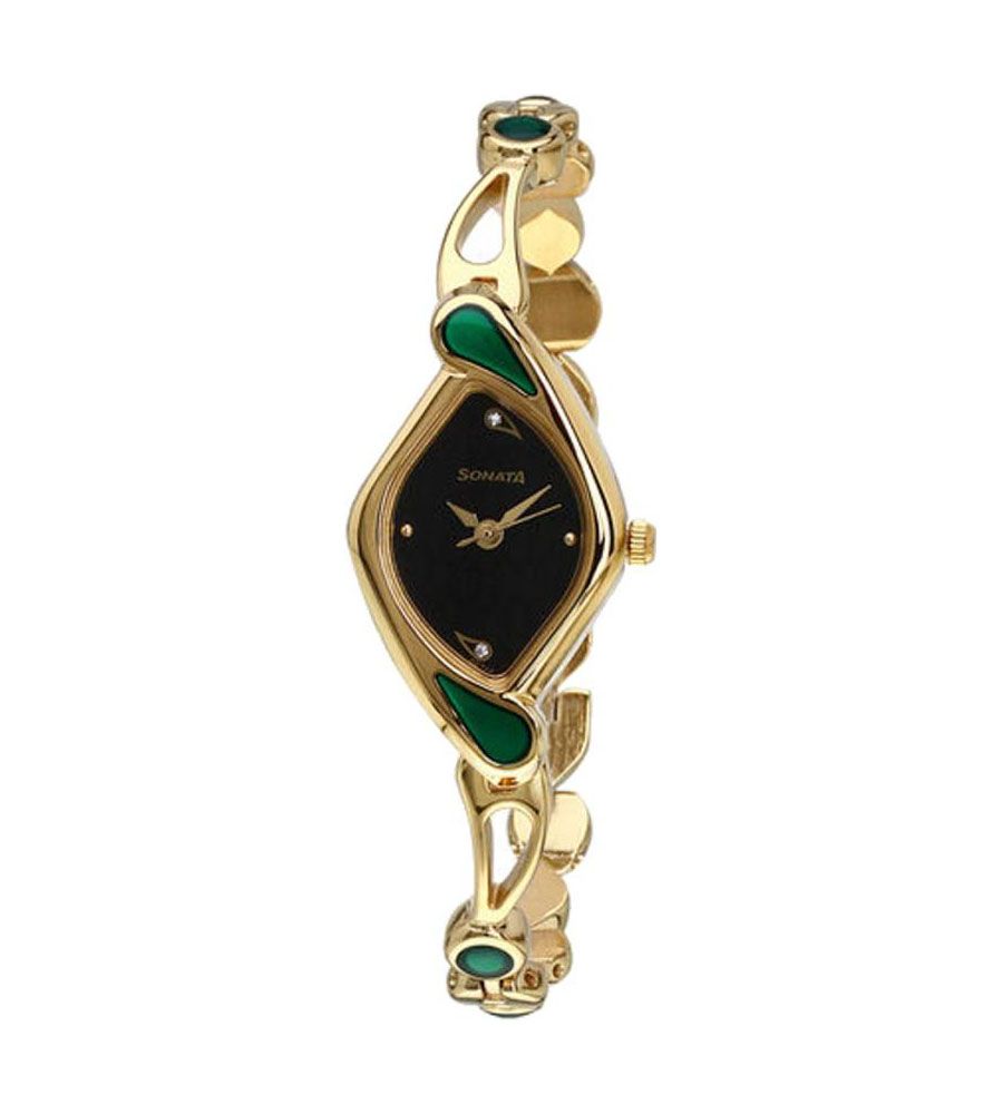Sonata Orignal Gold & Black Watch 2 | BLUMAINDIA