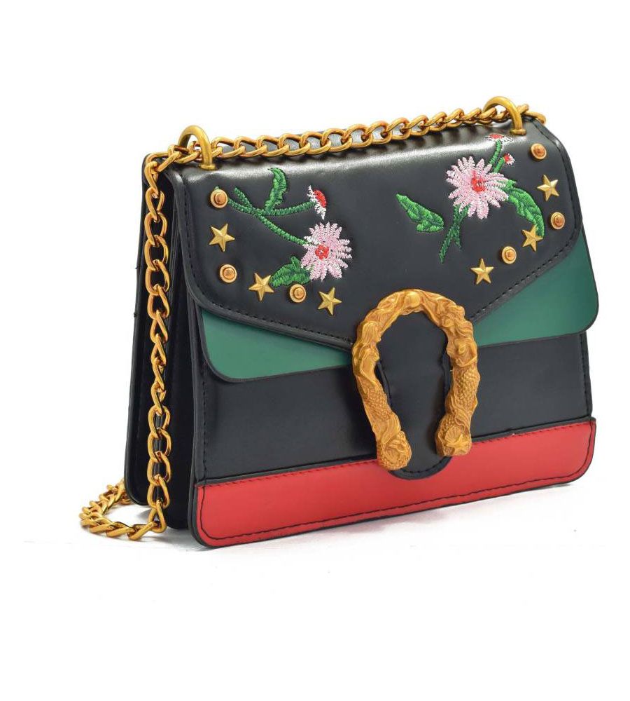Mermaid Buckle Black Sling Bag | BLUMAINDIA