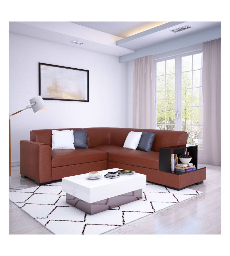 Leather Sofa Set Brown Color | BLUMAINDIA