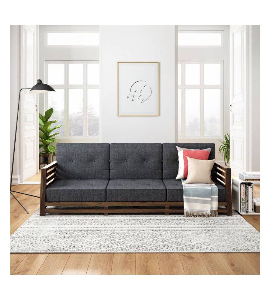 Gray Jute Material Sofa Set | BLUMAINDIA