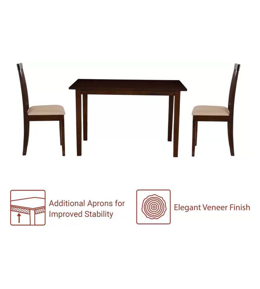 6 Seater Beige Rubber Wood Dining Table Set | BLUMAINDIA