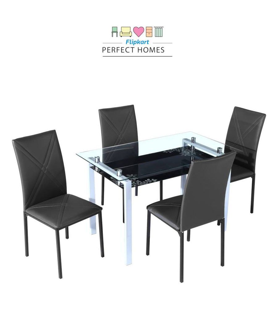 4 Seater Beige Rubber Wood Dining Table Set | BLUMAINDIA