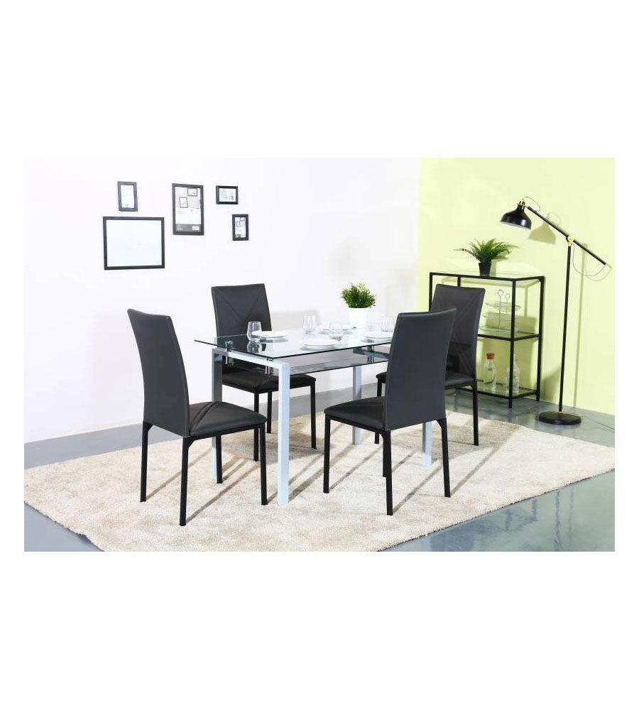 4 Seater Beige Rubber Wood Dining Table Set | BLUMAINDIA