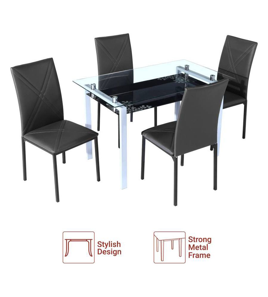 4 Seater Beige Rubber Wood Dining Table Set | BLUMAINDIA