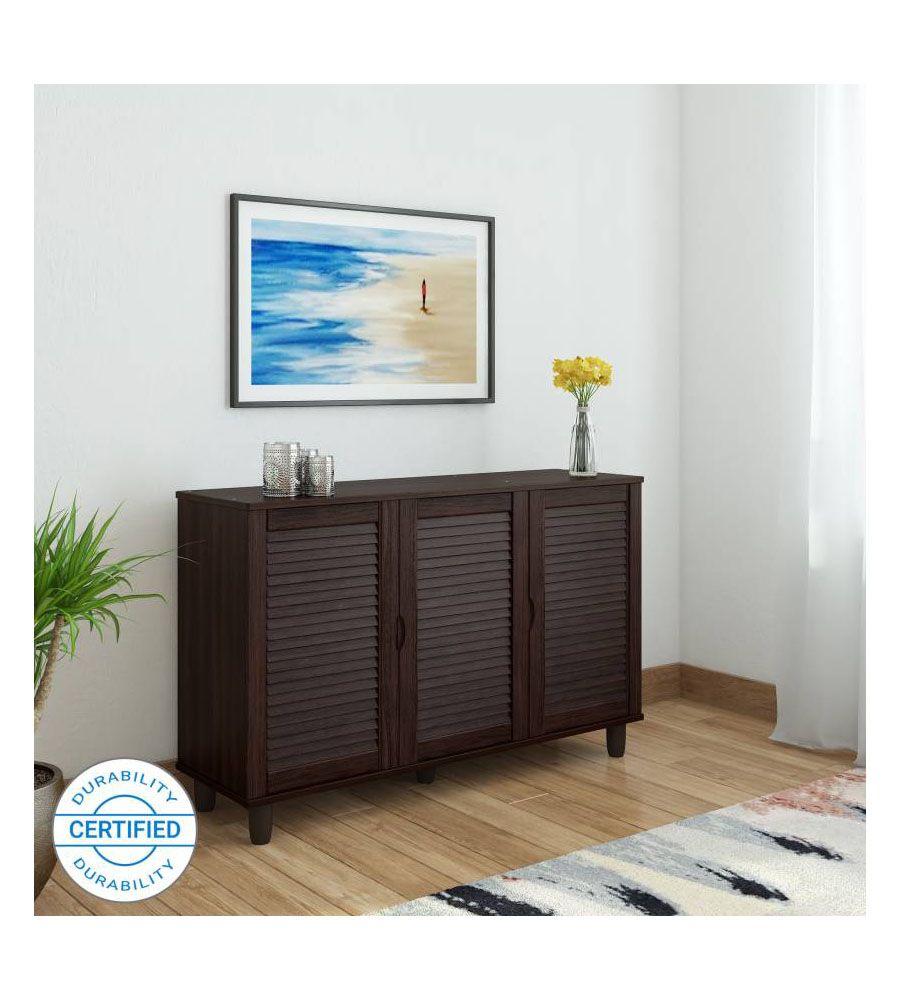HomeTown Engineered Wood Shoe Rack  (Brown, 3 Shelves) | BLUMAINDIA