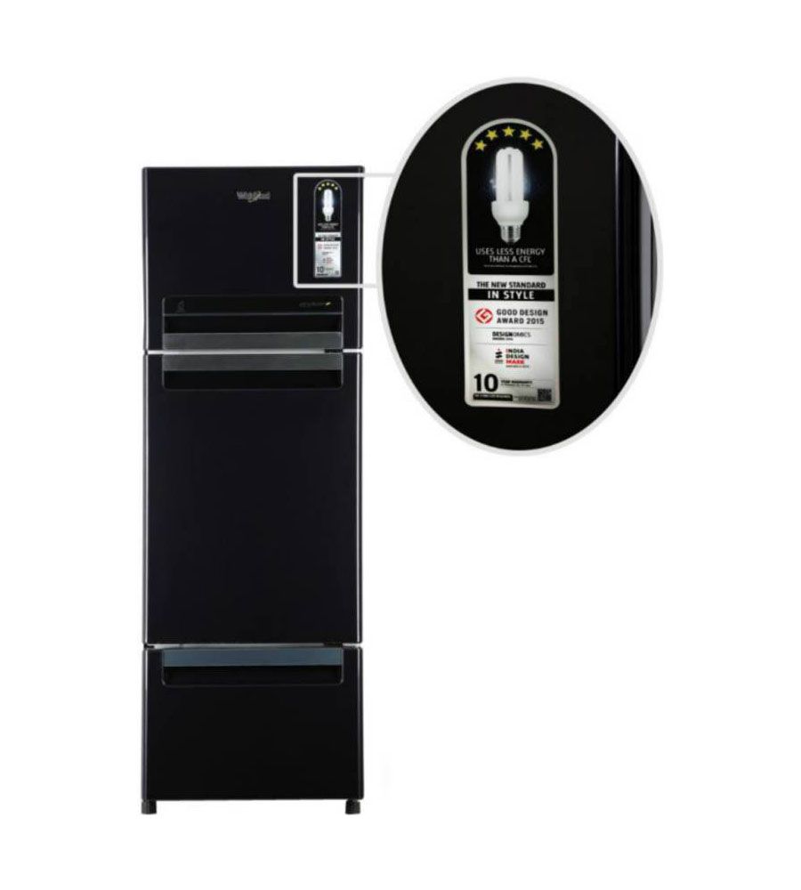 Whirlpool 330 L Frost Free Triple Door Refrigerator  (Caviar Black, FP 343D PROTTON ROY) | BLUMAINDIA
